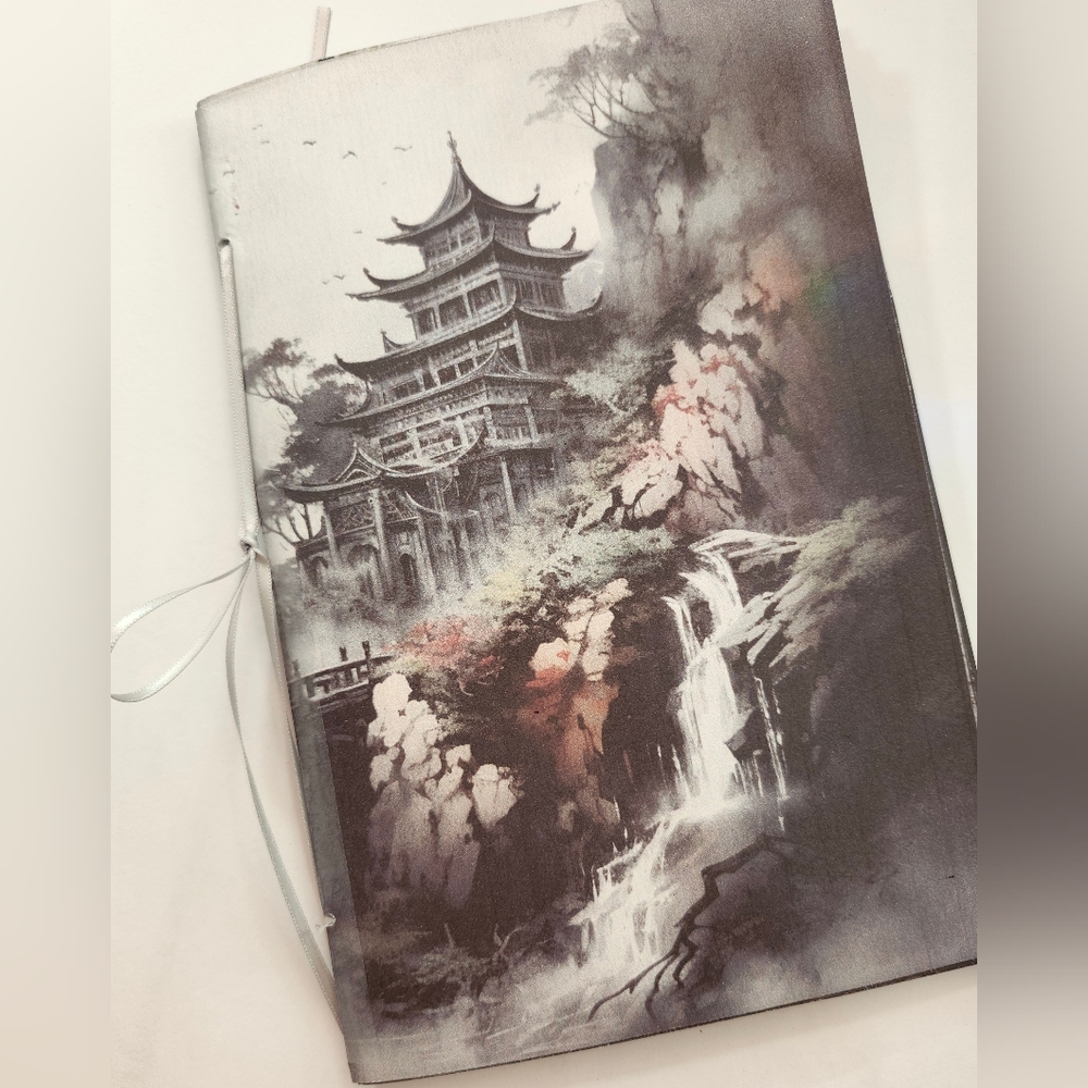 Junk Journal Booklet "MOUNTAIN MIST" Japanese Inspired Ephemera, Cards, Pockets